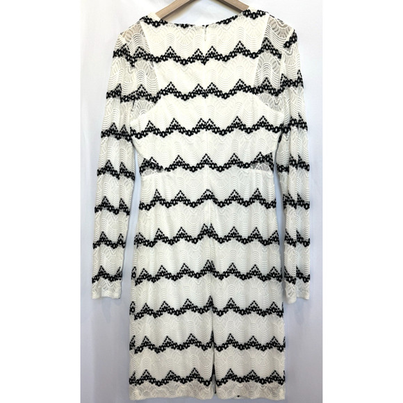 Vintage Y2K Guess Womens Lace Chevron Dress Size 14 Sheer Cocktail Party Event - Picture 9 of 14